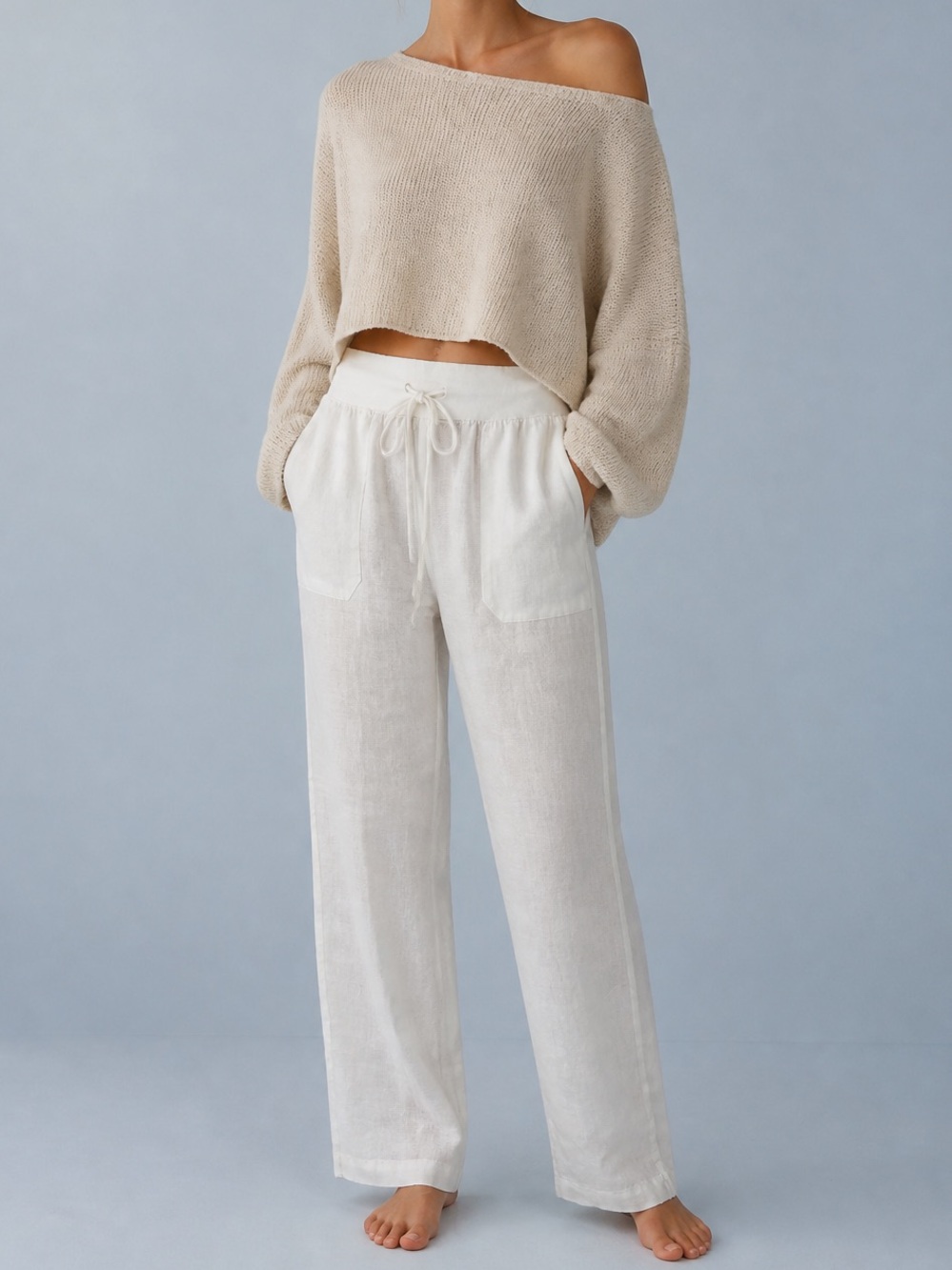 BNWT HARD TAIL White Linen Straight Up Pant
